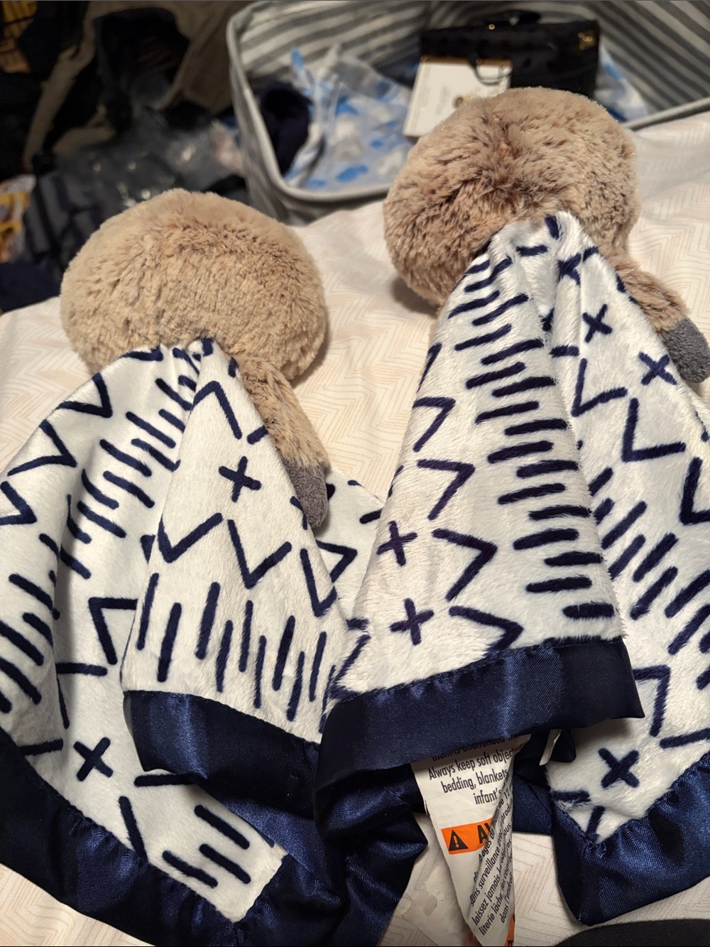 2 Cloud Island Plush Sloth Security Blanket for Kids - Navy & Cream - Picture 2 of 4